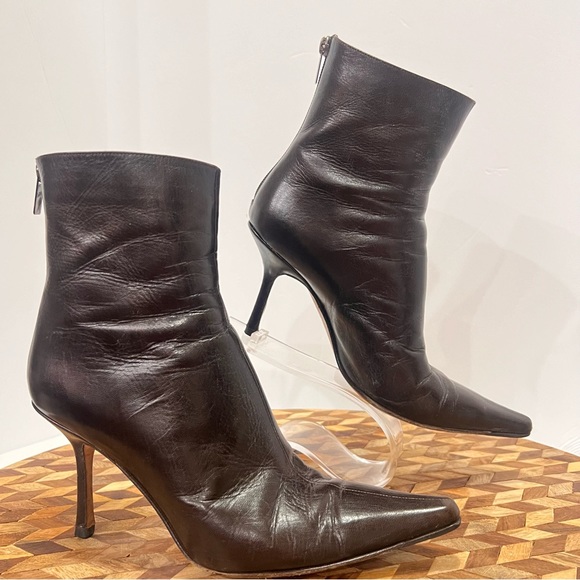 JIMMY CHOO Daisy Dark Brown Leather Ankle Boots 8.5 - Picture 1 of 15
